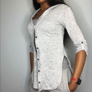 Grey Hooded Cardigan